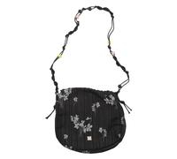 Bolso bandolera con cordón para mujer, diseño de flores viejas, bolso de hombro tejido con cuentas, bolsos pequeños y bolsos de mano, Black