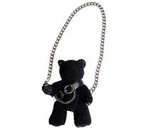 Bolso bandolera con correa de cadena de peluche monedero oso de peluche monedero gótico carteras y bolsos de mano para mujeres niñas, S