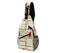 Bolso bandolera con diseño abstracto colorido de Piet Mondrian Boogie York City para hombre y mujer, bandolera de pecho, 38 x 20 x 10 cm