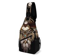 Bolso bandolera con diseño de búho y mandala con abalorios de nativos americanos, para hombre y mujer, tipo mochila de hombro, tipo bandolera para el pecho.
