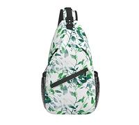 Bolso Bandolera con diseño de Hojas de Acuarela, Verde, para Senderismo, Bandolera, para Hombro, de Viaje, para Hombres y Mujeres