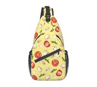 Bolso Bandolera con diseño de Hojas de Menta y champiñones de Tomate, Bandolera Informal, Mochila de Viaje, Paquete de Pecho para Hombres y Mujeres