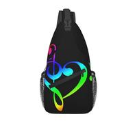 Bolso Bandolera con diseño de Notas Musicales, Ideal para Viajes y Senderismo, Unisex.