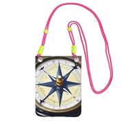 Bolso bandolera con estampado de brújula náutica para hombres y mujeres, mini monederos casuales para teléfono, bolsa antirrobo, para senderismo, viajes