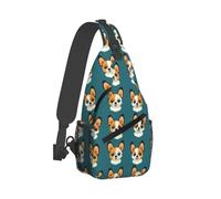 Bolso bandolera con estampado de dibujos animados de perrito para hombres y mujeres, bolso cruzado para el pecho, mochila para viajes, senderismo