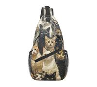 Bolso bandolera con estampado de gato, mochila de hombro, bolsa de pecho, para viajes al aire libre, casual