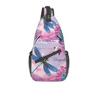 Bolso Bandolera con Fondo de Flor Rosa y Cerdo libélula, Bandolera Cruzada en el Pecho para Hombres y Mujeres, Utilizado para el Ocio y los Viajes