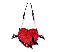 Bolso bandolera con forma de corazón Itabag de estilo japonés, con lazos dulces, a la moda, citas, encantadores mensajeros, con lazos dulces, para citas, adolescentes, estilo japonés, Red, One Size