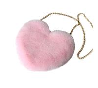 Bolso bandolera con forma de corazón sintético para mujer, bolso bandolera de invierno con clip de felpa, PK., One Size