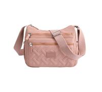 Bolso bandolera con múltiples compartimentos, Bolso bandolera de nailon impermeable de gran capacidad, Bolso de mano para mujer (Pink,One Size)
