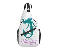 Bolso Bandolera con Silueta de Sirena, Color Verde Azulado, para Senderismo, Bandolera, para Hombro, de Viaje, para Hombres y Mujeres