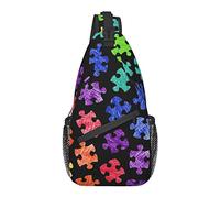 Bolso bandolera conAAAAAAen el pecho, mochila de hombro impermeable antirrobo, mochila informal para deportes, gimnasio, yoga, para patrón colorido de concienciación sobre el autismo