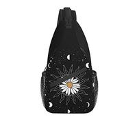 Bolso Bandolera Daisy Sun Moon, Mochila de Senderismo en Blanco y Negro, Mochila de Hombro Tipo Bandolera, Mochila de Viaje para Hombres y Mujeres
