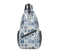 Bolso Bandolera de azulejo marroquí Azul, Mochila de Pecho, Mochila Bandolera para Viajes, Deportes, Correr, Senderismo