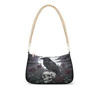 Bolso bandolera de cadena con diseño de calavera de cuervo, rosa, gótico, F-caw-f, para mujer, bolso de mano para mujer