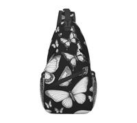 Bolso bandolera de color dibujado a mano con estampado de mariposas 1 para uso diario, mochila de hombro, bolsa de pecho, para viajes al aire libre, casual