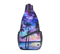 Bolso Bandolera de construcción Antigua con patrón de Palmeras Bolso Bandolera de Pecho para Hombre, Ligero, para Senderismo y Viajes