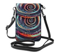 Bolso bandolera de cuero con estampado cósmico en espiral espacial para teléfono celular, ajustable, para mujer