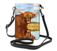 Bolso bandolera de cuero con estampado de vaca para teléfono, mini bolso cruzado para mujer, tarjetero multifuncional y cartera