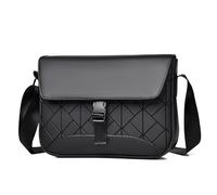 Bolso bandolera de cuero para hombre con diseño geométrico, elegante bolso cruzado para negocios, trabajo y moda urbana, bolsa delgada con hebilla segura y correa ajustable