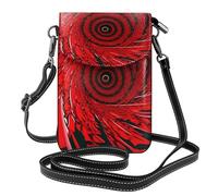 Bolso bandolera de cuero para teléfono móvil, con estampado en espiral, diseño de flor roja, ajustable, para mujer