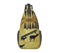 Bolso Bandolera de esquí de Invierno de Ciervo rústico Bolso Bandolera de Pecho para Hombre, Ligero, para Senderismo y Viajes