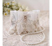Bolso bandolera de estilo colgante de perlas multicapa, elegante bolso de para fiestas de té , bolso bandolera de cadena de encaje natural, regalo de Navidad y