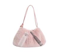 Bolso bandolera de felpa para mujer, bolso de hombro de invierno para mujer, bolso grande para el antebrazo para el invierno, multiusos, bolso bandolera portátil para desplazamientos, Rosa., ver