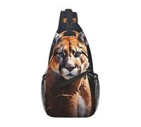 Bolso bandolera de hombre con estampado de puma y correa de hombro reforzada, ideal para salidas diarias.