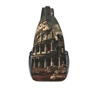 Bolso bandolera de hombre con un solo hombro. Bolso bandolera con estampado de los restos del Coliseo Romano y correa de hombro reforzada, ideal para salidas diarias.