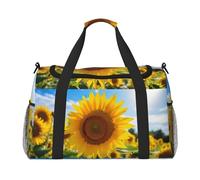 Bolso bandolera de hombro con estampado de girasoles para mujeres y hombres, bolsa cruzada de fin de semana para yoga, viajes, imprescindible, Negro -, Talla única