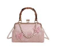 Bolso bandolera de inspiración retro con bordado floral, bolso de noche con flores para boda, fiesta, graduación, evento, bolsa china con asa, b, One Size