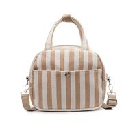 Bolso bandolera de lona a rayas para mujer, gran capacidad, para viajes, trabajo diario, Khaki, 400.00x250.00x150.00mm/15.75x9.84x5.91inch