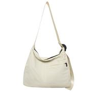 Bolso bandolera de lona estilo japonés para mujeres y hombres, bandolera de lona de gran capacidad, mensajeros de gran capacidad, para la escuela, para mujeres y hombres, bandolera de lona, White, One