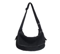 Bolso bandolera de lona vintage para hombres y mujeres, bolso cruzado Harajuku Streetwear, Negro -