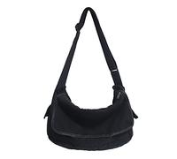 Bolso bandolera de lona vintage para hombres y mujeres, bolso cruzado Harajuku Streetwear, Negro -