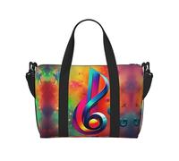 Bolso bandolera de mano colorido con nota musical, bolso de un solo hombro, bolsa de deporte y entrenamiento, bolsa de fin de semana, bolsa de noche, negro, talla única, Negro, One size