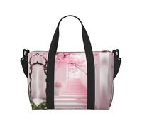 Bolso bandolera de mano para mujer con diseño de escalera de cerezo rosa, bolso de mano informal con cremallera, adecuado para el trabajo, viajes, fitness, viajes