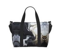 Bolso bandolera de mano para mujer con diseño de mármol blanco y negro, bolso de mano informal con cremallera, adecuado para el trabajo, viajes, fitness, viajes, color negro, talla única