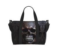 Bolso bandolera de mano para mujer, diseño de calavera de color cobre, bolso casual con cremallera, adecuado para el trabajo, viajes, fitness, viajes