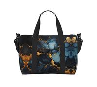 Bolso bandolera de mano para mujer, diseño de mármol negro y dorado, bolso de mano informal con cremallera, adecuado para el trabajo, viajes, fitness, viajes, color negro, talla única