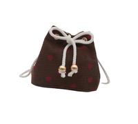 Bolso bandolera de moda con cordón y correa ajustable para uso diario, diseño de fresas, Fresa marrón, One Size