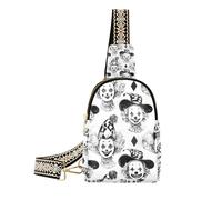 Bolso bandolera de moda con diseño de payaso de circo en blanco y negro para mochila de día, Payaso de circo de dibujos animados en blanco y negro, 1 size