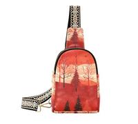 Bolso bandolera de moda para mujer con diseño de árboles de pino rojo, Pino rojo Feliz Navidad, 1 talla, Pino rojo Feliz Navidad, 1 talla