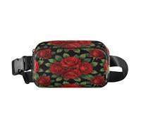 Bolso bandolera de moda para mujeres de negocios, rosas rojas, arte floral, bandolera con correa ajustable, talla S para viajes, gimnasio y trabajo