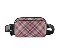 Bolso bandolera de moda para mujeres y hombres, bolso pequeño con correa ajustable, Buffalo Plaid Check Tartan Scotland Pink Black White Purple, 8" x 5.3" x 2.3", Retro, Buffalo Plaid Check Tartan