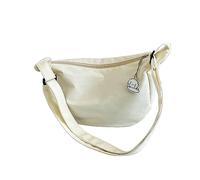 Bolso bandolera de nailon con diseño de media luna para mujer, con correa ajustable, ligera, para viajes, trabajo y uso diario, color amarillo, beige, One Size, Mochilas de día