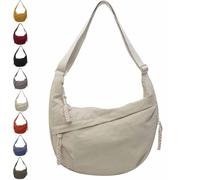 Bolso bandolera de nailon de color liso de Limorence for mujer, bolso estilo hobo, bolso de hombro con correa ajustable(Beige)