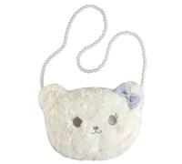 Bolso Bandolera de Oso de Peluche para Mujer, Blanco | Felpa Ligera y Espaciosa, Estilo Moderno Lazo de Encaje, y Correa de Perlas Ocasiones