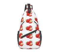 Bolso Bandolera De Pájaro De Hojas Tropicales De Fresa Fresca Bolso Bandolera De Pecho para Hombre, Ligero, para Senderismo Y Viajes